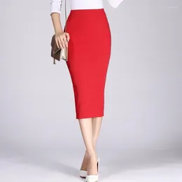 Skirts 2024 Spring Autumn Long Pencil Women Sexy Slim Package Hip Maxi Skirt Lady Winter Chic Wool Rib Knit Midi Saia