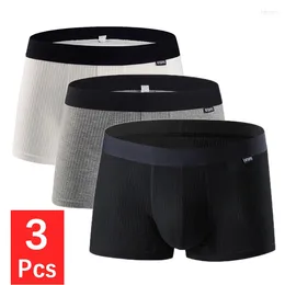 Underpants 3PCS/lot Sexy Mens Underwear Modal Boxers Shorts Hombre Solid Panties Breathable Big Bulge Pouch Cuecas Calzoncillos