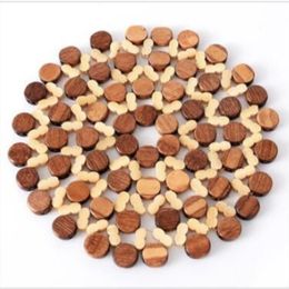 Insulation pad bamboo placemat Thicken round hollow table mat Kitchen cutlery pot anti-scalding bowl pad B637338B