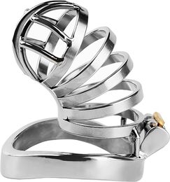 Metal Chastity Cage with Lock and Key Male Chastity Devices with 3 Different Sizes of Rings Cock Cage Silver Penis Cages Locked Cage Adult Bondage Sex Toys for Men (40mm)