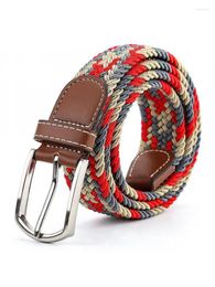 Belts White Design Men Stretch Woven Belt Casual Ladies Canvas Elastic Korean Joker Pin Buckle Version Clothing Matching 105CM