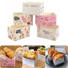 50PCS Cake Packaging Bagsand Wrapping Paper Thick Egg Toast Bread Breakfast Packaging Box Burger Oil Paper Paper Tray 201015220S