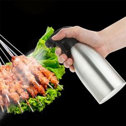 1 Piece Kitchen Tool Pump Spray Bottle Oiler Pot Barbecue Cooking Cooker Olive Stainless Steel 210423319L