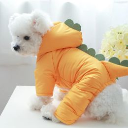 Rompers Pet Dog and Cat Winter Hoodie Warm Cute Funny Dinosaur Shape Puppy Costume Cat Coat Pet Thickening One Piece Dress Up Clothes