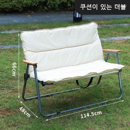 Camp Furniture Outdoor Camping Folding Chair Portable Beach Lungage Double Multifunction Leisure Back Fishing Cushion