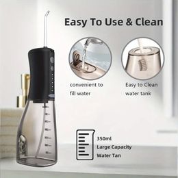 Water Dental Flosser Oral Irrigator With 4 Models, 11.83oz Cordless Water Teeth Cleaner Pick 4 Tips, IPX7 Waterproof Rechargeable Portable Powerful Battery