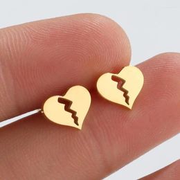 Stud Earrings WANGAIYAO Fashion Stainless Steel Heart Female Personality French Temperament Geometric Jewelry