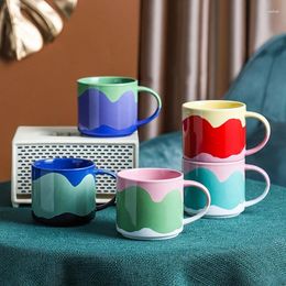 Mugs Nordic Cute Painted Ceramic Tea Mug Cup Milk Coffee Juice Vintage Heat Insulation Water Reusable With Handle