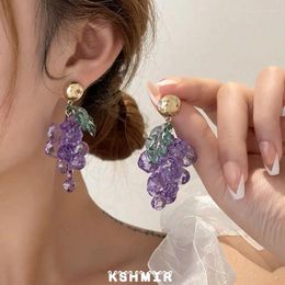 Stud Earrings Purple Grape For Women Summer Acrylic Exaggerated Pendant 2024 Fashion Jewellery Girl Accessory Gift