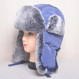 Berets Real Fur Hat For Women Natural Rex Russian Ushanka Hats Winter Thick Warm Ears Fashion Bomber Cap