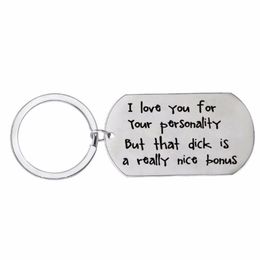 Keychains 12PC Lot I Love You Keychain Dog Tag Stainless Steel Keyring For Couple Girlfriend Boyfriend Wife Husband Key Chain Funn289S