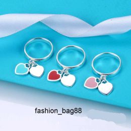 Rings steel silver titanium love rings brand Printed Heart doubleheart tag women ring designer couple Jewellery gift