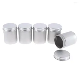 Makeup Brushes 5 Pieces Silver Round Aluminium Cans Screw Lid Metal Tins Jars Empty Slip Slide Containers 80ml