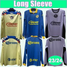 23 24 Club America HENRY Mens Soccer Jerseys J. DOS SANTOS ARAUJO L. REYES FIDALGO A. ZENDEJAS Long Sleeve Home Away 3rd Football Shirts