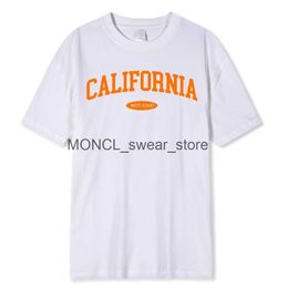 Men's T-Shirts West Coast Of California Print Mens T-Shirt 100% Cotton Loose Tee Clothing Fashion Sweat Clothes Crewneck Menswears Summer TopsH24129