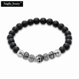 Crystal Skull Cross Bead Bracelet,Europe Style Rebel Fashion Good Jewellery For Men & Women,2017 Beads 925 Sterling Silver Gift Heart