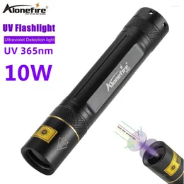 Flashlights Torches AloneFire SV003 Led UV Flashlight 10w Scorpion Ultraviolet Light Money Detector Pet Stains Hunting Marker Checker Torch