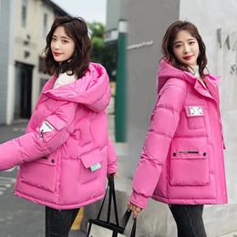 Women's Trench Coats 2024 Winter Women Cotton Coat Warm Thick Down Padded Jacket Fashion Hooded Parkas Loose