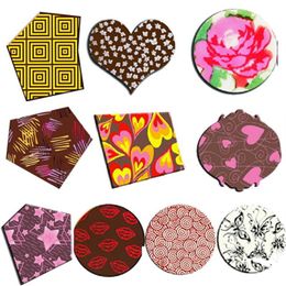 10pcs Chocolate Transfer Sheet Flower Heart lips Heart Rose ButtTrans Stay Chocolate Mould decoration for chocolate T2007033304