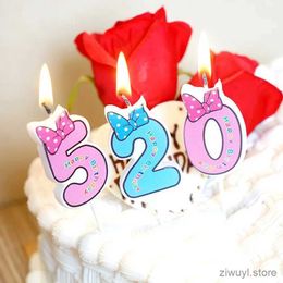 2PCS Candles Cute Digital Number Candle Bowknot Number Birthday Candles 1 2 3 4 5 6 7 8 9 Kids Birthday Candle Party Decor Cake Candles