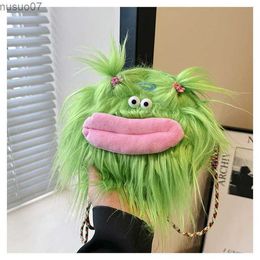 Evening Bags Cartoon Little Monster Plush Crossbody Bag 2024 New Creative Cute Shoulder Bag Kids Girls Backpack Bags Kawaii Plush Bag