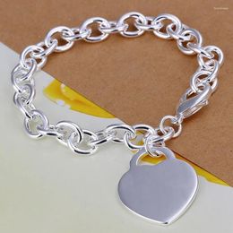 Charm Bracelets Beautiful Valentine Gift Silver Plated Jewellery Charms Heart Cute Women Gifts Wedding Chain Nice Girl H268