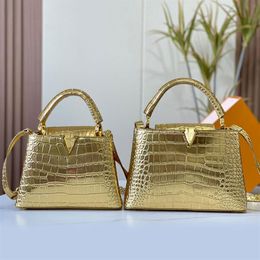 Croc Handbag Women Shoulder Crossbody Bag Gold Silver Wallets Alligator Purse Genuine Leather Large Multi Pochette Bottom Brass Ha2912