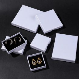 Jewellery 12pcs White Thin Kraft Paper Jewellery travel Organiser Boxes For Earrings Necklace Bracelet Packaging Gift Storage Case Carton