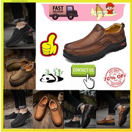 Hiking Shoes Casual Platform Luxury Designer Leather shoes genuine loafers for men Anti slip wear resistant leather Training sneakers