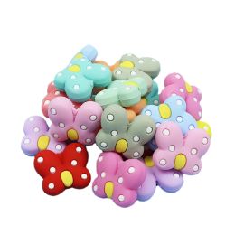 Necklace 30pcs New Bowknot Shape Silicone Focal Beads Baby Teether Food Grade Teething Toys DIY Pacifier Chain Clips Jewellery Accessories