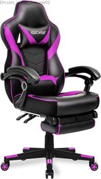 Other Furniture ELEC Computer Gaming Chair with Footrest High Back Gamer Chair Large Size Racing Style Ergonomic Adjustable Swivel Q240129