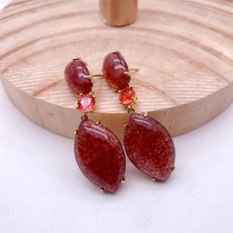 Stud Earrings YYGEM 16x26mm Natural Stone Strawberry Quartz Drop Handmade Jewelry For Women Gift