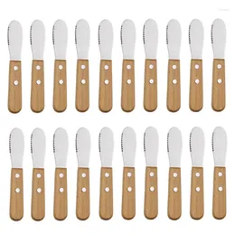 Knives 20Pcs Butter Set Small Sandwich Jam Spreader Knife Cute Kids Cutlery Stainless Steel With Wood Handle