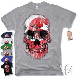 Men's T-Shirts T-Shirt Skull Turkiye Turkey Deadhead Vintage Football Flag New 100% Cotton Top Quality Funny O Neck T Shirt