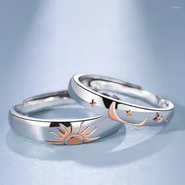 Cluster Rings Korean Fashion Design Sun Moon Star Ring Lovers National Style Romantic Eternal Valentine's Day Gift