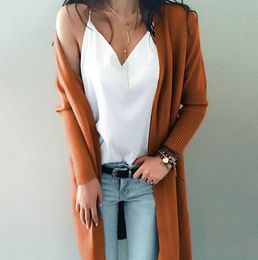 Женские свитера, длинный кардиган, разноцветная повседневная верхняя одежда, вязаный длинный свитер, многослойный длинный кардиган из смесовой шерсти, модный
