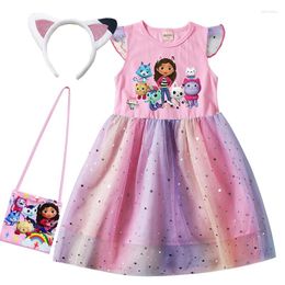 Girl Dresses Summer Baby Gaby Cat Bag Headband Kids Gabby's Dollhouse Christmas Party Cosplay Costume For Girls