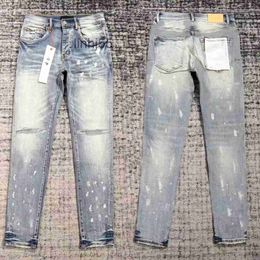 Men's Jeans New Designer Purple Skinny Jean Ripped Biker Slim Straight Pants Stack Fashion Mens Trend Brand Vintage Pant72M3