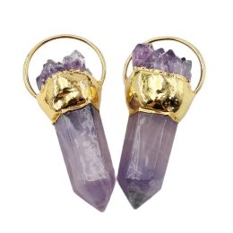 Bangle Apdgg 1pc Natural Purple Amethyst Point Raw Rough Druzy Quartz Charms Necklace Pendant Jewellery Diy