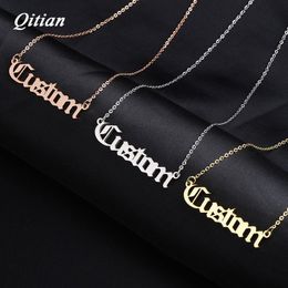 Old English Nameplate Necklace Gold Color Choker Stainless Steel Personalized Name Necklaces & Pendants Romantic Gift Y200810211q