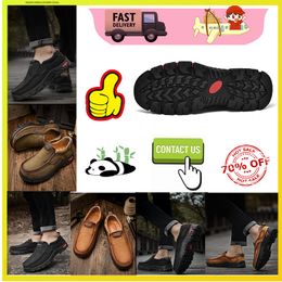 Hiking Shoes Casual Platform Flat Luxury Designer Leather shoes genuine leather oversized loafers for men Anti slip leather Training sneakers