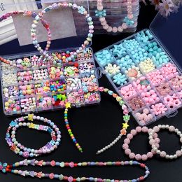 Necklace Diy Creative Loose Spaced Beads Kids Crafts Making Bracelets Necklaces Jewelry Kits Girls Toys Gifts Handmade Beaded Toys