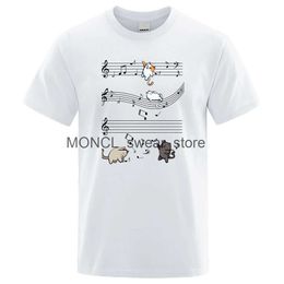 Men's T-Shirts Kopie Von Musical Cats Musical Notes Male Clothes Hip Hop Oversize T-Shirts Summer Casual Menswear Cotton Loose Street T ShirtH24129