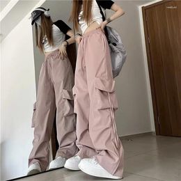 Women's Pants Causal Baggy Cargo High Waist Y2K Big Pockets Streetwear Student Trousers Loose Fall Korean Solid Female