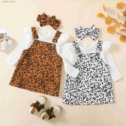 Clothing Sets 0-18M Baby Girls Leopard Clothes Outfits Ruffles Long Sleeve Romper Belt Skirts Headband 3Pcs Sring Fall Infant Girls Clothing