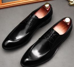 Designer Men 7252 Party Wedding Bridegroom Dress Genuine Leather Fashion Business Casual Loafers Shoes Pointed Toe Lace-Up Formal Office Shoes British Style