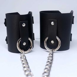 Adult Toys Exotic Accessories Adjustable PU Leather Chain Hand Cuffs For Restraints Bondage Handcuffs Roleplay Tools For Couple