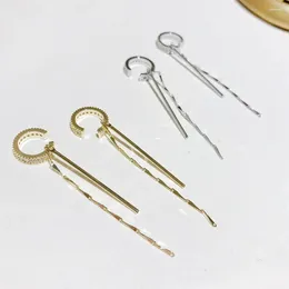 Backs Earrings Zircon Shining Ear Cuff C Shape Long Tassel Jewellery Women Clips No Piercing Korean Style