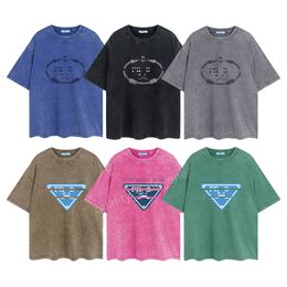 Mens Women Designers T-Shirts Loose Vintage Retro Washed Tees Fashion Brand P Shirts Man's Casual Shirt Luxurys Clothing Street Polos Shorts Sleeve Clothes PR-10