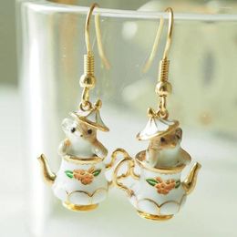 Backs Earrings In My Teapot Jewellery Set Cute Squirrel Handmade Enamel Earring Dainty Animal Charm Pendant Necklaces